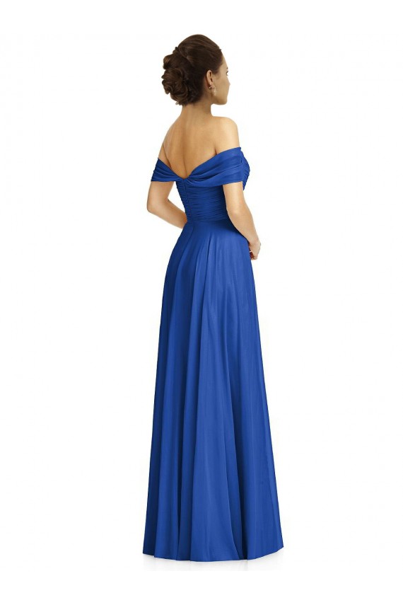 Off the Shoulder Draped Chiffon Bridesmaid Dress / Maxi Dress