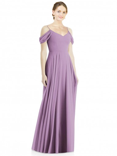 Off the Shoulder Open Cowl-Back Evening Dress / Bridesmaid Maxi Dress