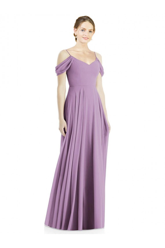 Off the Shoulder Open Cowl-Back Evening Dress / Bridesmaid Maxi Dress