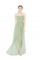 Strapless Draped Bodice Evening Dress / Bridesmaid Maxi Dress with Front Slits