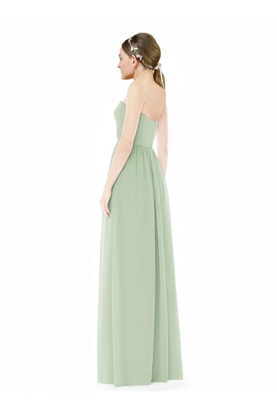 Strapless Draped Bodice Evening Dress / Bridesmaid Maxi Dress with Front Slits