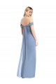 Full Length Draped Off the Shoulder Evening Dress / Bridesmaid Maxi Dress with Shirred Streamer