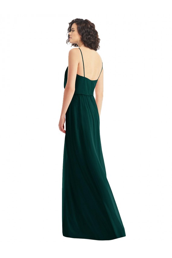 V-Neck Blouson Bodice Chiffon Evening Dress / Bridesmaid Maxi Dress