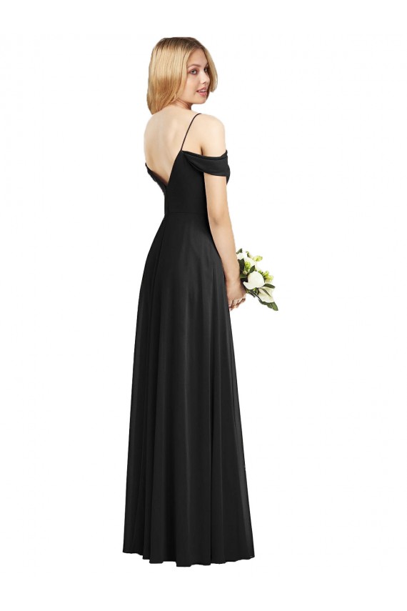 Cold Shoulder V-Back Chiffon Bridesmaid Dress / Maxi Dress