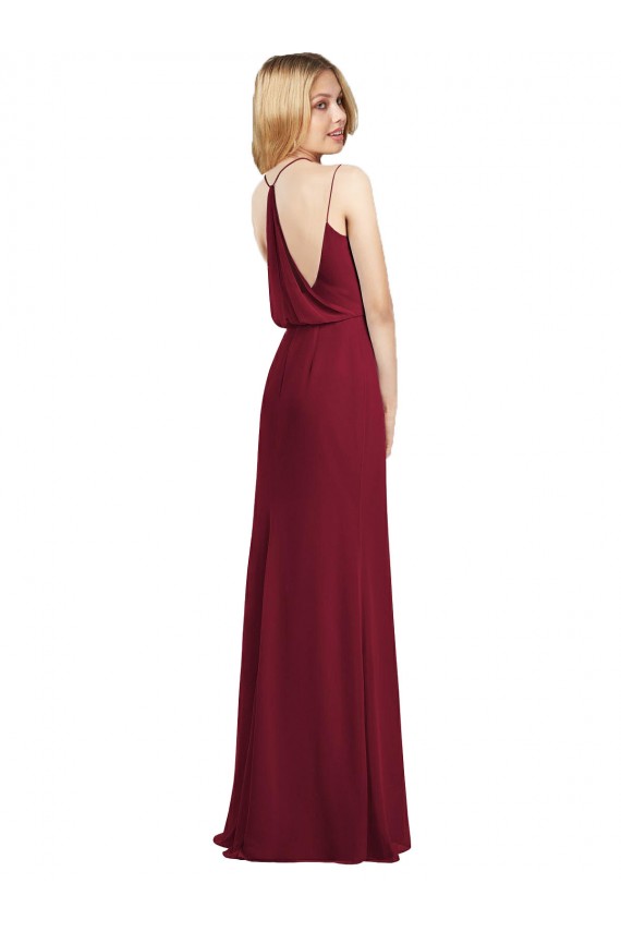 Full Length Draped Blouson Back Chiffon Bridesmaid Dress / Maxi Dress