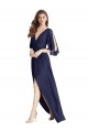 Split Sleeves Backless Chiffon Evening Dress / Bridesmaid Maxi Dress