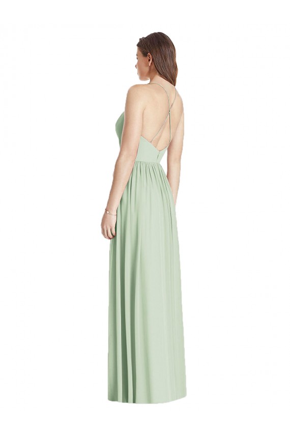 Criss Cross Strap Backless Long Chiffon Evening Dress / Maxi Dress