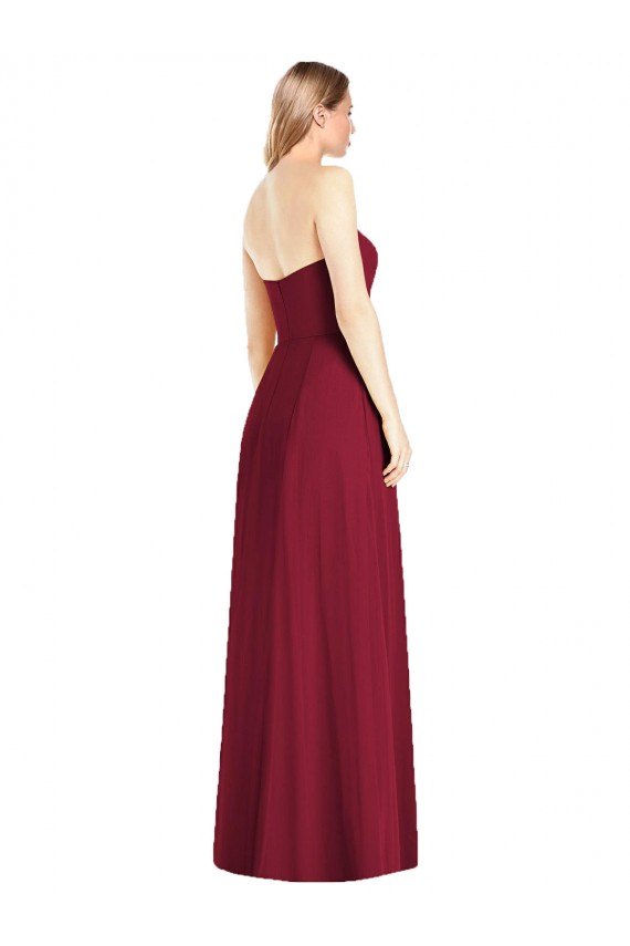 Strapless Notch Chiffon Evening Dress / Bridesmaid Maxi Dress
