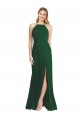 High-Neck Evening Dress / Bridesmaid Maxi Dress with Front Slit