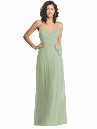V-Neck Low Back Wrap Chiffon Formal Maxi Dress