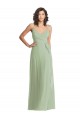 V-Neck Low Back Wrap Chiffon Formal Maxi Dress
