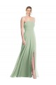 Sleek Spaghetti Straps Low Back Square Neck Chiffon Evening Dress / Maxi Dress