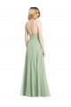 Sleek Spaghetti Straps Low Back Square Neck Chiffon Evening Dress / Maxi Dress