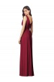 Draped V-Neck Shirred Chiffon Evening Dress / Bridesmaid Maxi Dress