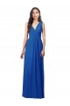 Draped V-Neck Shirred Chiffon Evening Dress / Bridesmaid Maxi Dress