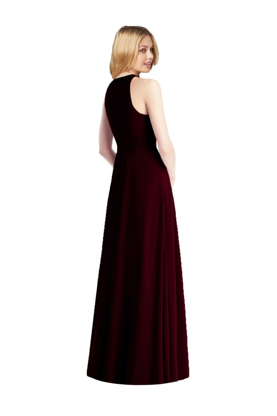Sleeveless Halter Chiffon Bridesmaid Dress / Maxi Dress
