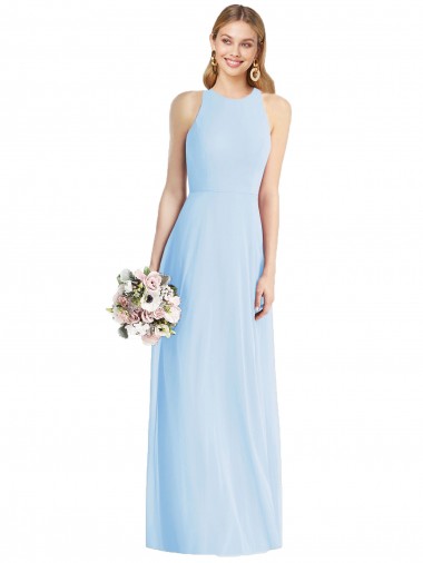 Sleeveless Halter Chiffon Bridesmaid Dress / Maxi Dress