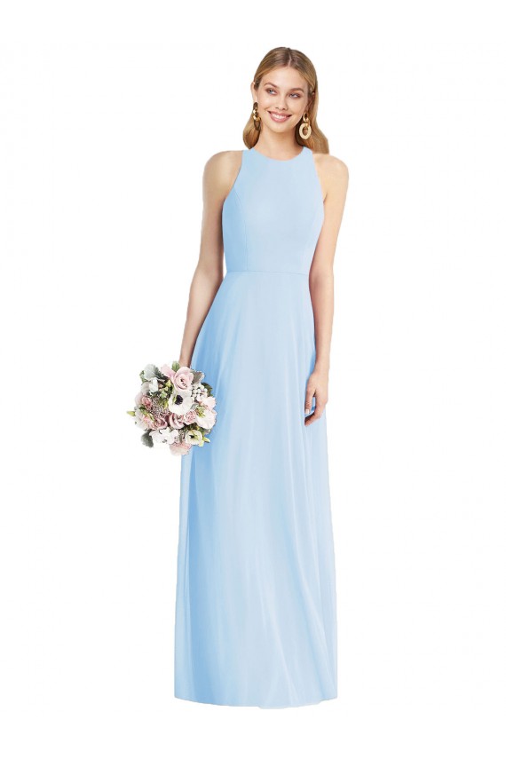 Sleeveless Halter Chiffon Bridesmaid Dress / Maxi Dress