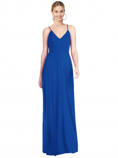 Criss Cross Back A-Line Chiffon Evening Dress / Bridesmaid Maxi Dress