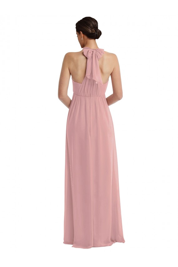 Empire Waist Long Halter Evening Dress / Bridesmaid Maxi Dress