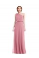 One Shoulder Bow Blouson Bodice Evening Dress / Bridesmaid Maxi Dress