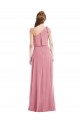 One Shoulder Bow Blouson Bodice Evening Dress / Bridesmaid Maxi Dress
