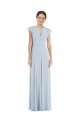 Flutter Sleeve V Keyhole Chiffon Formal Evening Dress / Maxi Dress