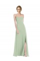 Scoop Neck Tie Strap Evening Dress / Bridesmaid Maxi Dress with Front Slit