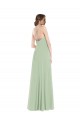 Scoop Neck Tie Strap Evening Dress / Bridesmaid Maxi Dress with Front Slit
