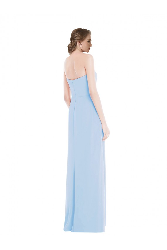 Strapless Sweetheart Evening Dress / Bridesmaid Maxi Dress with Pleated Front Slit