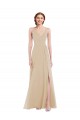 Faux Wrap Criss Cross Back Evening Dress / Bridesmaid Maxi Dress with Front Slit
