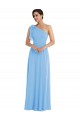 Draped One Shoulder Evening Dress / Bridesmaid Maxi Dress with Scarf Bow