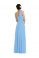 Draped One Shoulder Evening Dress / Bridesmaid Maxi Dress with Scarf Bow