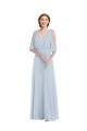 V-Neck Split Sleeves Blouson Bodice Evening Dress / Bridesmaid Maxi Dress