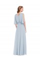 V-Neck Split Sleeves Blouson Bodice Evening Dress / Bridesmaid Maxi Dress