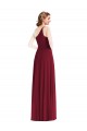 One Shoulder Chiffon Evening Dress / Bridesmaid Maxi Dress with Shirred Front Slit