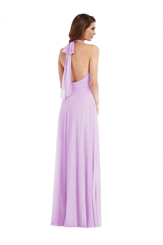 High Neck Halter Backless Evening Dress / Bridesmaid Maxi Dress