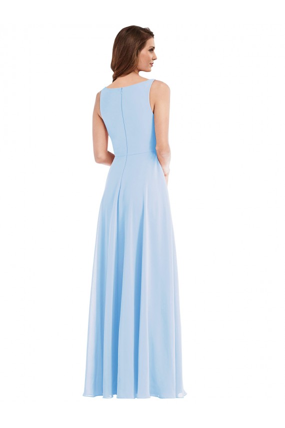 Deep V-Neck Chiffon Evening Dress / Bridesmaid Maxi Dress