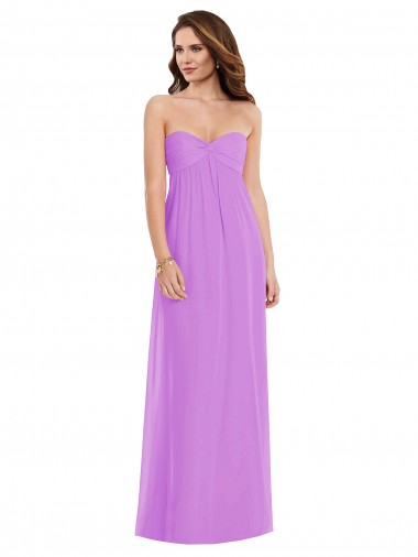 Empire Waist Twist Shirred Strapless Maxi Dress