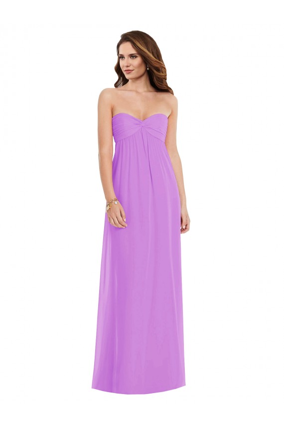 Empire Waist Twist Shirred Strapless Maxi Dress
