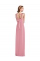 Draped Chiffon Grecian Column Maxi Dress with Front Slit