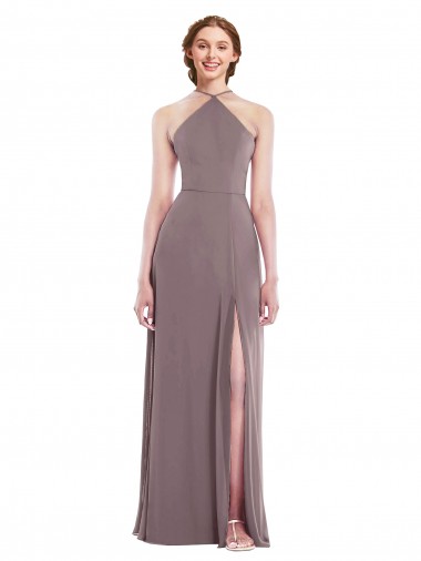 Diamond Halter Formal Evening Dress / Maxi Dress with Front Slit