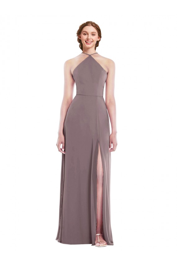 Diamond Halter Formal Evening Dress / Maxi Dress with Front Slit