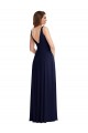 Deep V-Neck Chiffon Evening Dress / Bridesmaid Maxi Dress with Front Slit