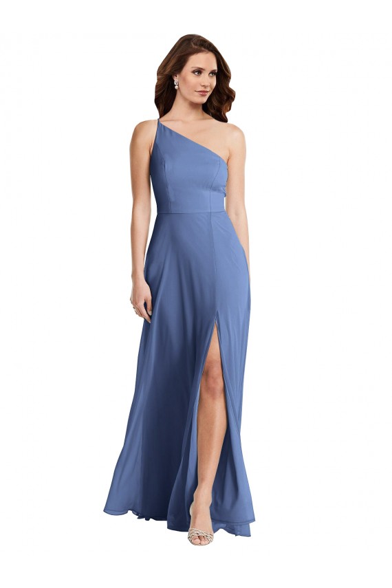 One Shoulder Full Length Formal Evening Dress / Maxi Dress with Flirty Slit