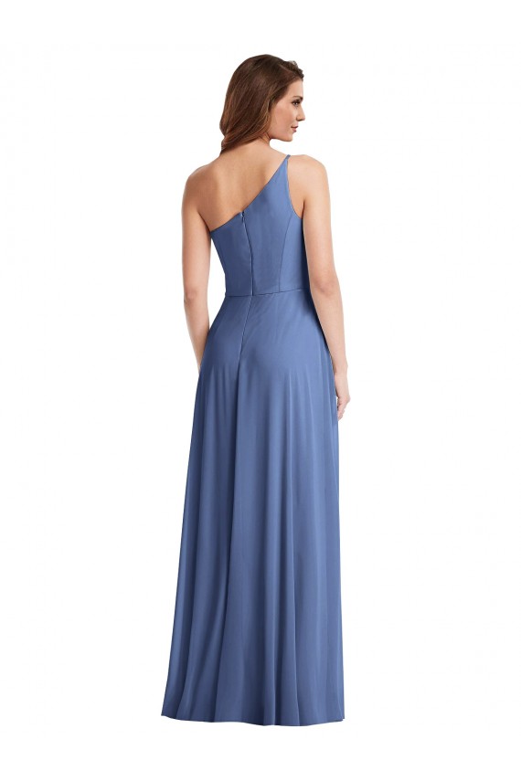 One Shoulder Full Length Formal Evening Dress / Maxi Dress with Flirty Slit