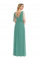 Plunge Neckline Bow Shoulder Chiffon Evening Dress / Bridesmaid Maxi Dress