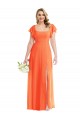 Flutter Sleeves Scoop Open Back Chiffon Bridesmaid Dress / Maxi Dress