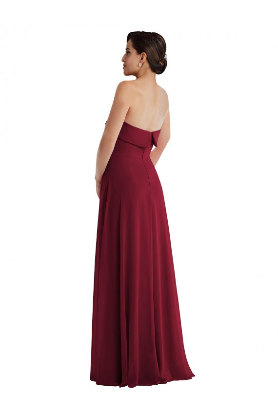 Cuffed Strapless Formal Evening Dress / Maxi Dress with Front Slit