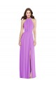 Halter Backless Formal Maxi Dress with Button Ruffle Placket